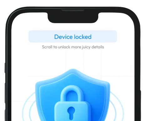 Smartphone screen mockup showing 'Device locked'